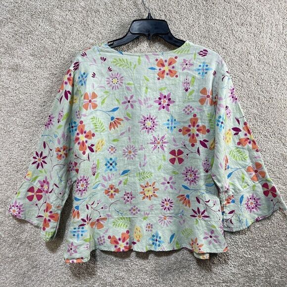 Habitat 3 Piece Skirt Set Women's Small 100% Linen Mint Green Floral Maxi Blazer - Picture 12 of 12